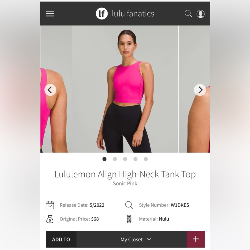 Lululemon Align High-Neck Tank Size 10- Sonic Pink
